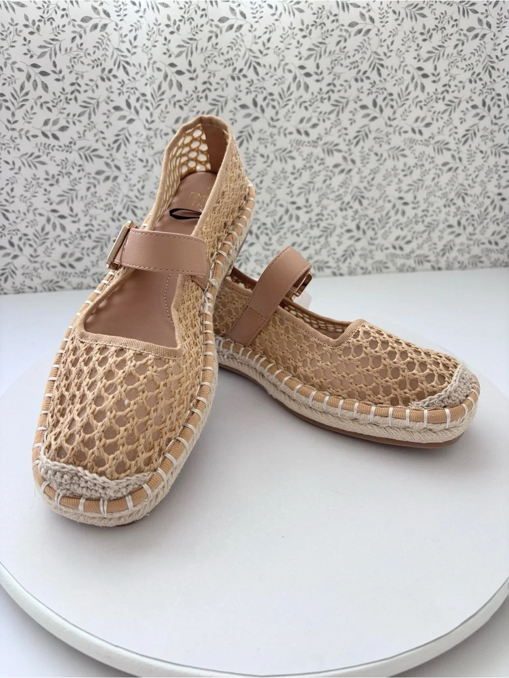Time and Tru Raffia Espadrille Mary Jane Flats Womens 7 Memory Foam NWT